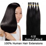 16"18"20"22"24"100pcs/Set Stick Tip Hair I Tip Remy Human Hair Extensions #1B Natural black