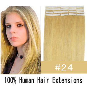 16"18"20"22"24" 20pcs/set Straight Tape in Remy Human Hair Extensions #24 Medium blonde