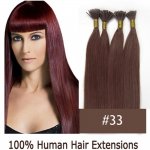 16"18"20"22"24"100pcs/Set Stick Tip Hair I Tip Remy Human Hair Extensions #33 Dark auburn