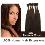 16"18"20"22"24"100pcs/Set Stick Tip Hair I Tip Remy Human Hair Extensions #04 Medium brown