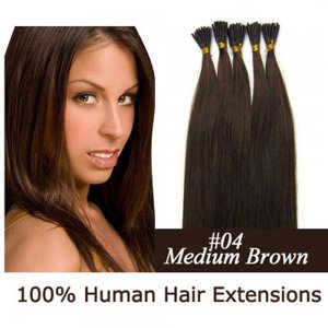 16"18"20"22"24"100pcs/Set Stick Tip Hair I Tip Remy Human Hair Extensions #04 Medium brown