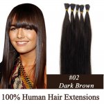 16"18"20"22"24"100pcs/Set Stick Tip Hair I Tip Remy Human Hair Extensions #02 Darkest brown