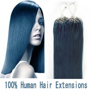 14"16"18"20"22"24"26"100pcs/Set Micro Ring Loop Hair Remy Human Hair Extensions #Blue