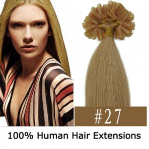 16"18"20"22"100pcs/Set Nail Tip Hair Keratin U Tip Remy Human Hair Extensions #27 Dark blonde