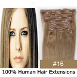20"8Pcs 100g/set Clip In/On Remy Human Hair Extensions #16 Strawberry blonde