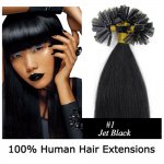 16"18"20"22"26"100pcs/Set Nail Tip Hair Keratin U Tip Remy Human Hair Extensions #01 Jet black