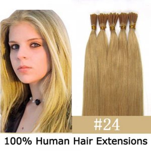 16"18"20"22"24"100pcs/Set Stick Tip Hair I Tip Remy Human Hair Extensions #24 Medium blonde