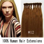 16"18"20"22"24"100pcs/Set Stick Tip Hair I Tip Remy Human Hair Extensions #12 Light brown