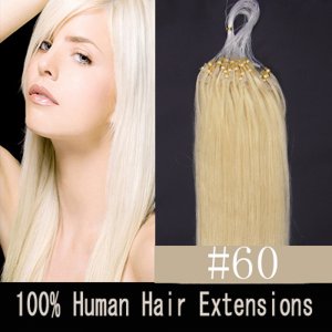 14"16"18"20"22"24"26"100pcs/Set Micro Ring Loop Hair Remy Human Hair Extensions #60 Platium blonde