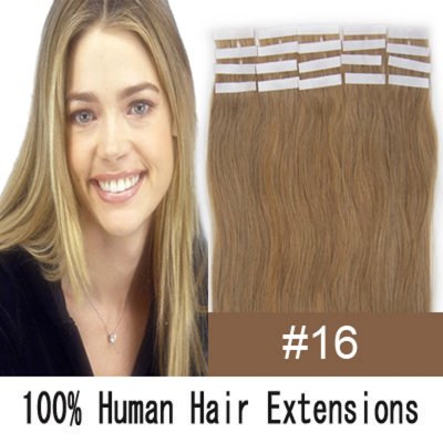 16"18"20"22"24" 20pcs/set Straight Tape in Remy Human Hair Extensions #16 Strawberry blonde