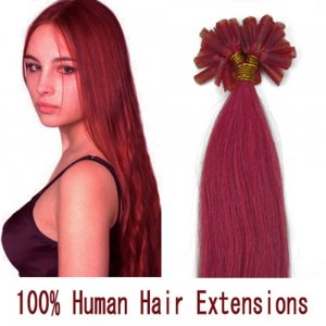 18"20"22"100pcs/Set Nail Tip Hair Keratin U Tip Remy Human Hair Extensions #Pink