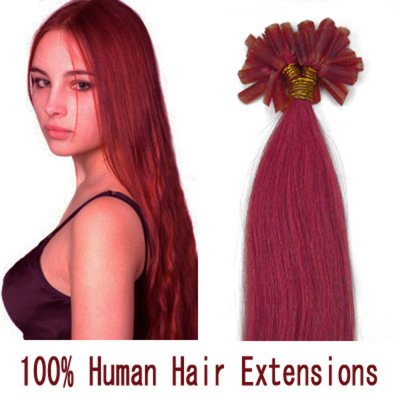 18"20"22"100pcs/Set Nail Tip Hair Keratin U Tip Remy Human Hair Extensions #Pink