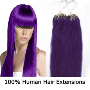 14"16"18"20"22"24"26"100pcs/Set Micro Ring Loop Hair Remy Human Hair Extensions #Lila