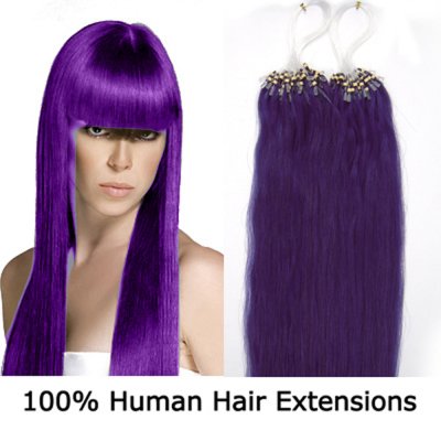 14"16"18"20"22"24"26"100pcs/Set Micro Ring Loop Hair Remy Human Hair Extensions #Lila