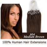 14"16"18"20"22"24"26"100pcs/Set Micro Ring Loop Hair Remy Human Hair Extensions #04 Medium brown