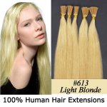 16"18"20"22"24"100pcs/Set Stick Tip Hair I Tip Remy Human Hair Extensions #613 Light blonde