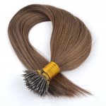 18"20" 100pcs/set Straight Remy Nano Ring Hair Human Hair Extensions #08 Chestnut brown