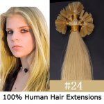 16"18"20"22"26"100pcs/Set Nail Tip Hair Keratin U Tip Remy Human Hair Extensions #24 Medium blonde