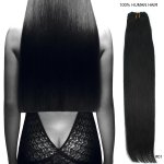 16"20"22"24"26"28"30"32" 100g/Set Straight Remy Brazilian Human Hair Weft #01 Jet black