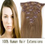 15"18"20"22"7Pcs 70g/80g/set Straight Clip In/On Remy Human Hair Extensions #12 Light brown
