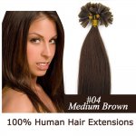 16"18"20"22"26"100pcs/Set Nail Tip Hair Keratin U Tip Remy Human Hair Extensions #04 Medium brown