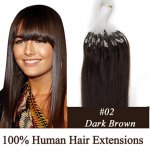 14"16"18"20"22"24"26"100pcs/Set Micro Ring Loop Hair Remy Human Hair Extensions #02 Darkest brown