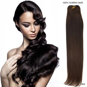 16"20"22"24"26"28"30"32" 100g/Set Straight Remy Brazilian Human Hair Weft #02 Darkest brown