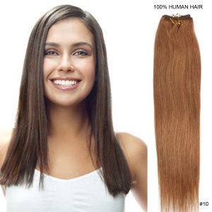 16"20"22"24"26"28"30"32" 100g/Set Straight Remy Brazilian Human Hair Weft #10 Medium ash brown