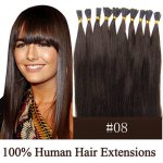 16"18"20"22"24"100pcs/Set Stick Tip Hair I Tip Remy Human Hair Extensions #08 Chestnut brown