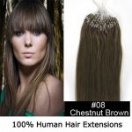 14"16"18"20"22"24"26"100pcs/Set Micro Ring Loop Hair Remy Human Hair Extensions #08 Chestnut brown