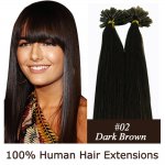 16"18"20"22"26"100pcs/Set Nail Tip Hair Keratin U Tip Remy Human Hair Extensions #02 Darkest brown